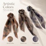 Ink Wash Chiffon Ribbon Scrunchies, Non-Slip Soft Hair Ties for Women