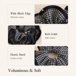 Oversized Black & White Mini Plaid Fabric Scrunchie with Black Trim