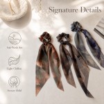 Ink Wash Chiffon Ribbon Scrunchies, Non-Slip Soft Hair Ties for Women