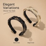 Luxe Rhinestone Braided Headband, Non-Slip Toothed Hair Band for Fine Flat Hair