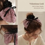 Floral Ribbon Bow Scrunchies, Chiffon Satin Hair Ties for Women Long Hair