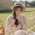 Floral Ribbon Bow Scrunchies, Chiffon Satin Hair Ties for Women Long Hair