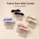 Fabric Bow Multi-tooth Hair Combs, 2PCS Non-Slip Broken Hair Clips