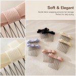 Fabric Bow Multi-tooth Hair Combs, 2PCS Non-Slip Broken Hair Clips