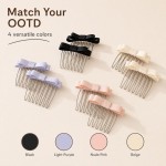 Fabric Bow Multi-tooth Hair Combs, 2PCS Non-Slip Broken Hair Clips