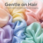 Macaron color 3D Bunny Ear Fabric Scrunchies, Soft No-Tug Hair Ties