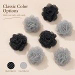 Polka Dot Sheer Tulle Puffy Flower Hair Claw Clip for Women