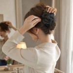 Polka Dot Sheer Tulle Puffy Flower Hair Claw Clip for Women